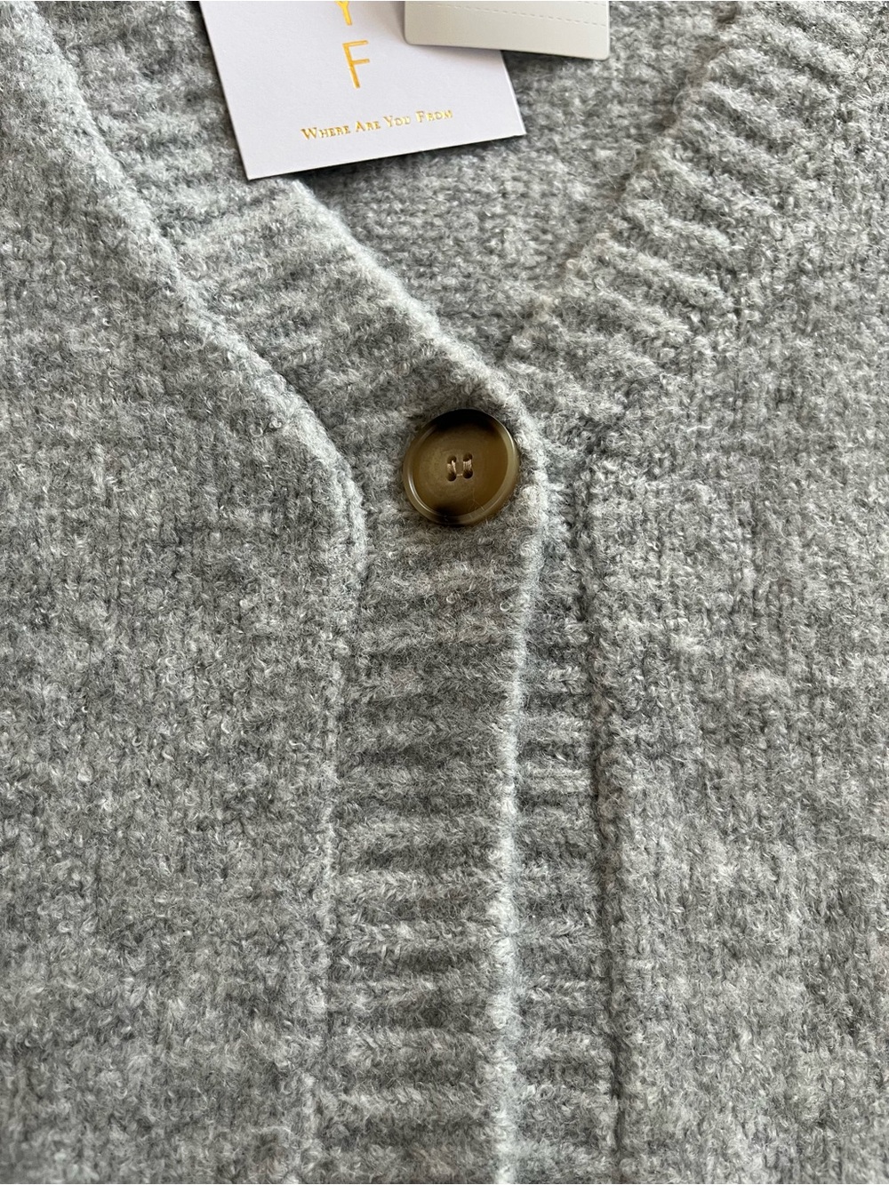 WAYF Heather Gray V-Neck One-Button Sweater Cardigan Women’s Size XL - Picture 7 of 16